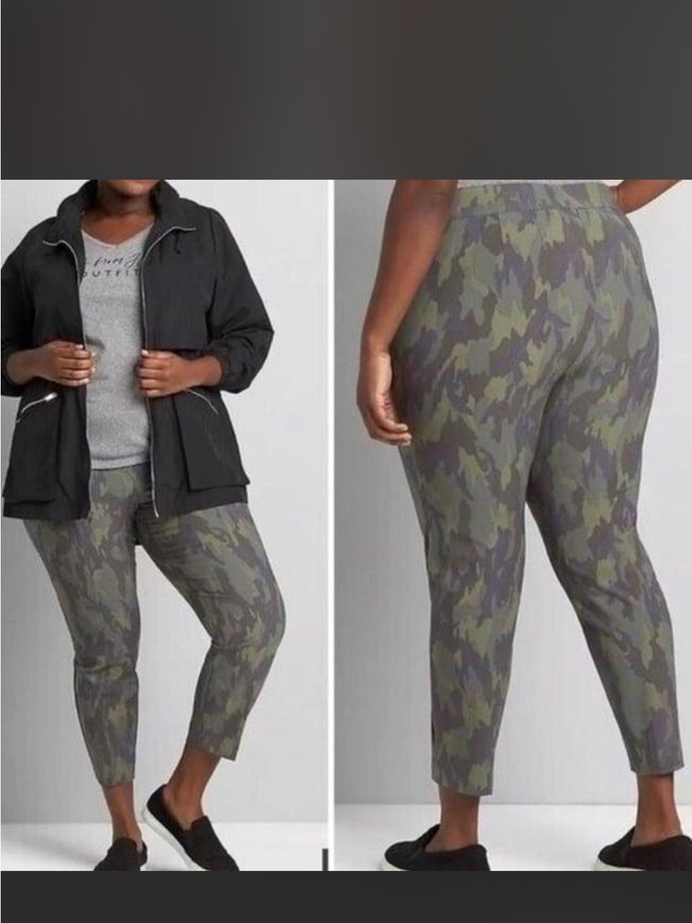 Women Lane Bryant Green Camo Stretch Ankle Pants Size 16 nwot
